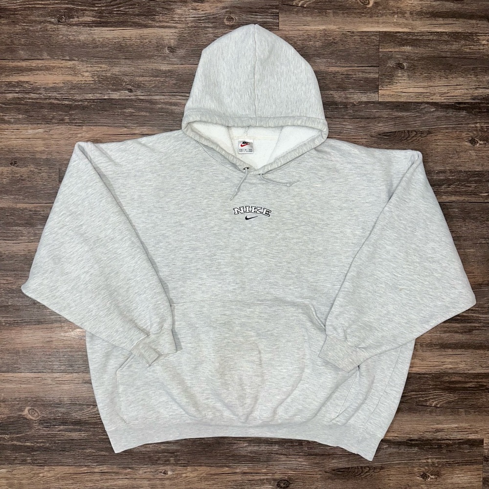 Vintage Nike Center Swoosh Spell Out Gray Hoodie White Tag Size XL TRAVIS SCOTT